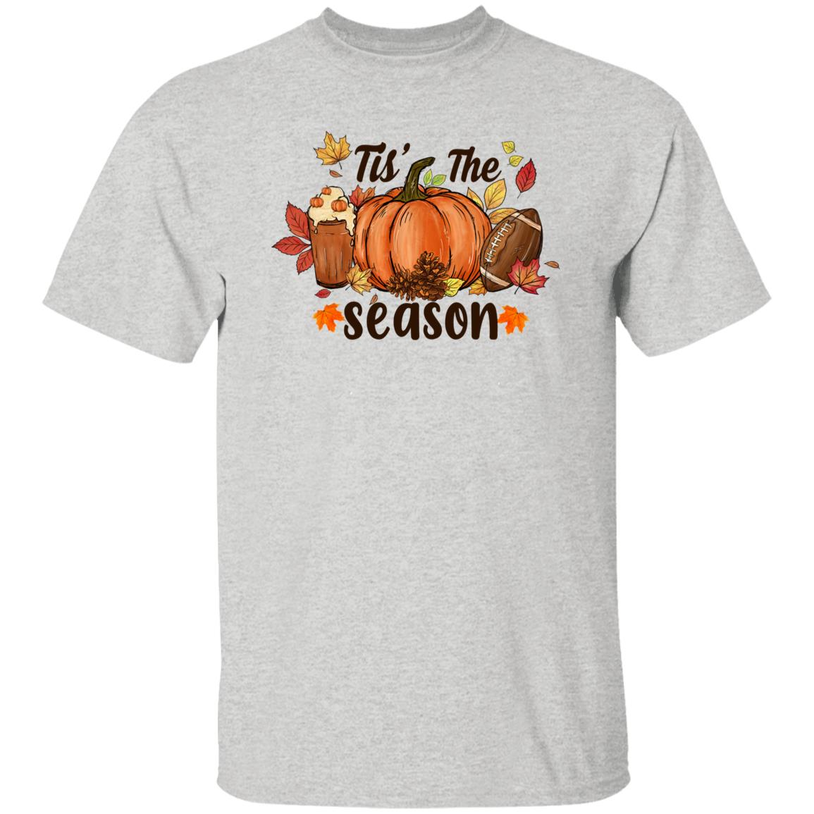 Fall Tis' The Season T Shirt Funny Halloween Thanksgiving Graphic Tee Casual Family Halloween Costume Tops