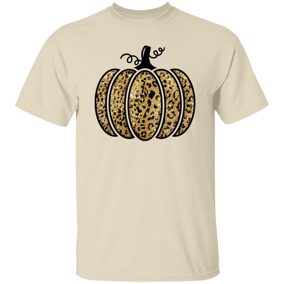 Leopard Glitter Print Unisex T-Shirt Fall Pumpkin Casual Autumn Thanksgiving Graphic T-Shirt