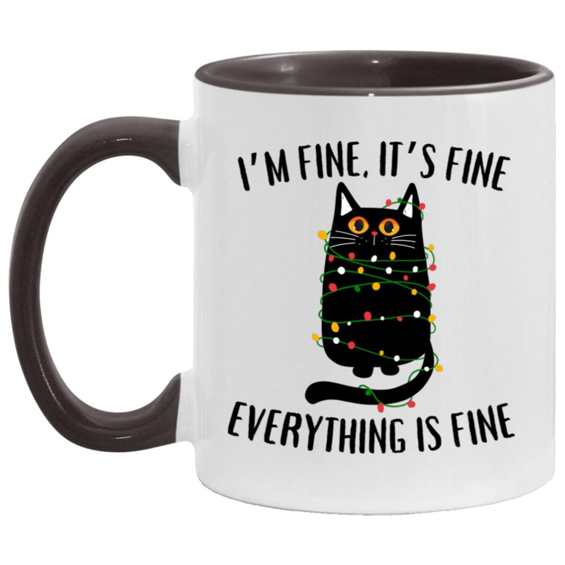 I'm Fine, It's Fine Black Cat Mugs