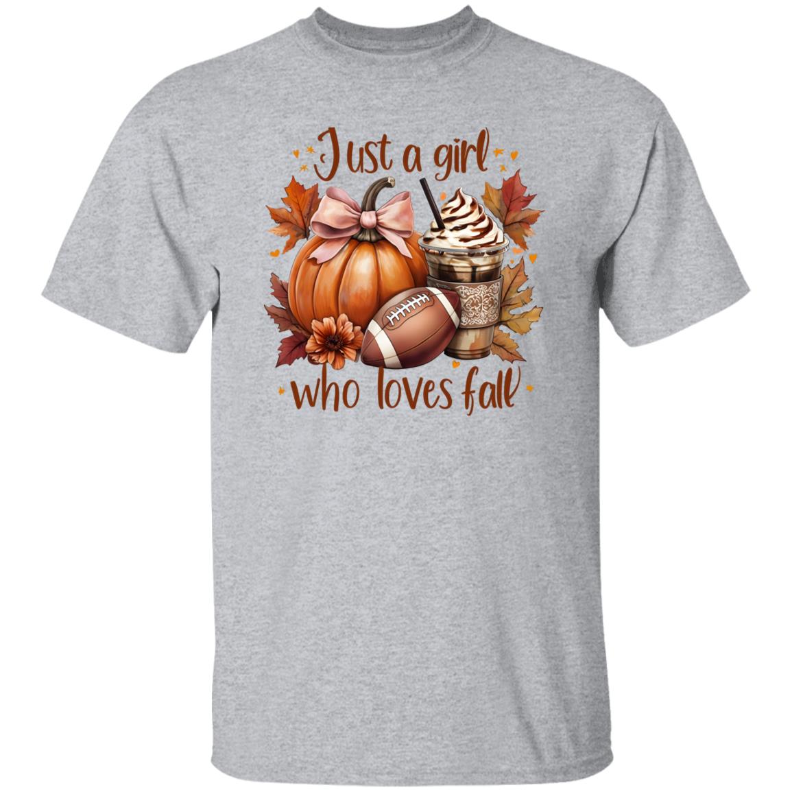 Just A Girl Unisex T-Shirt Fall Pumpkin T-shirt Latte Coffee Graphic Tees Fall T-Shirt