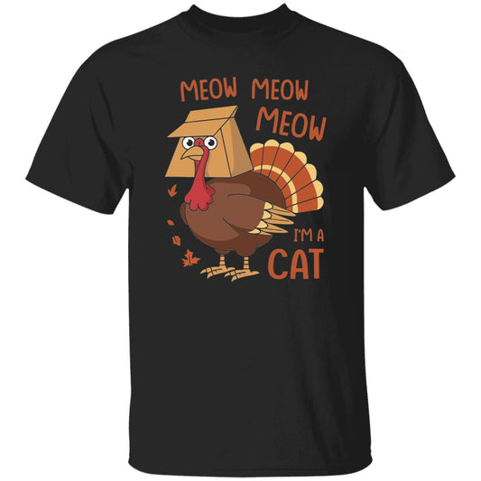 Thanksgiving Turkey Cat Meow Funny Men Women Thanksgiving T-Shirt