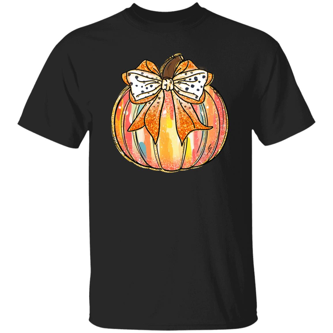 Fall Bow Pumpkin Unisex Shirt Halloween Pumpkin Graphic Tees Thanksgiving Cute Autumn Thankful T-Shirt