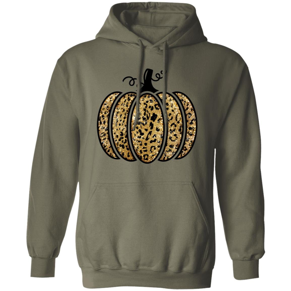 Leopard Glitter Print Unisex Pullover Fall Pumpkin Casual Autumn Thanksgiving Graphic Pullover Hoodie