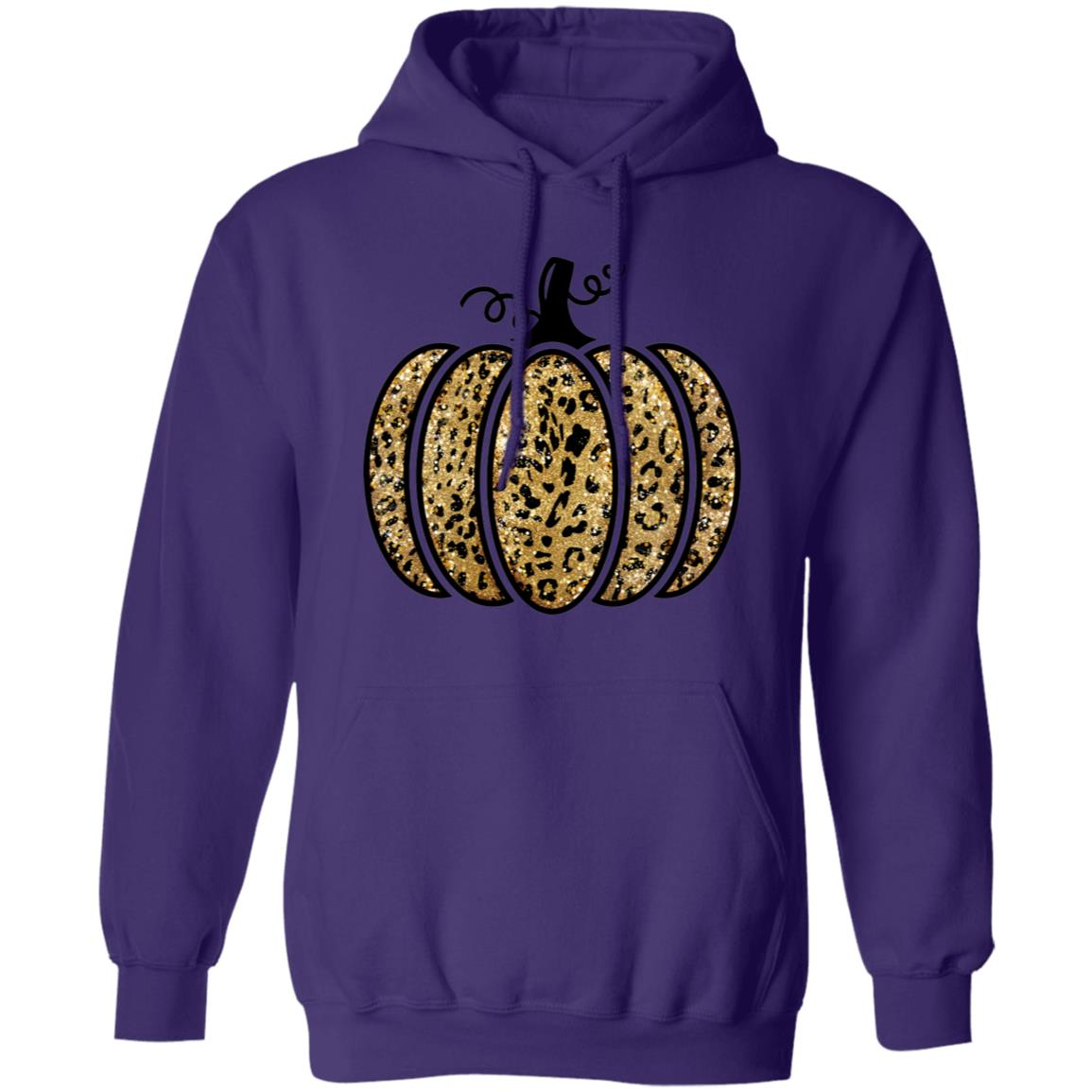 Leopard Glitter Print Unisex Pullover Fall Pumpkin Casual Autumn Thanksgiving Graphic Pullover Hoodie