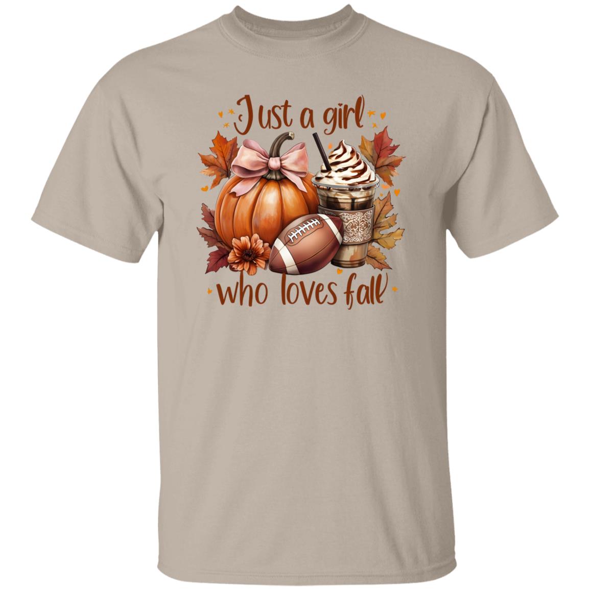 Just A Girl Unisex T-Shirt Fall Pumpkin T-shirt Latte Coffee Graphic Tees Fall T-Shirt