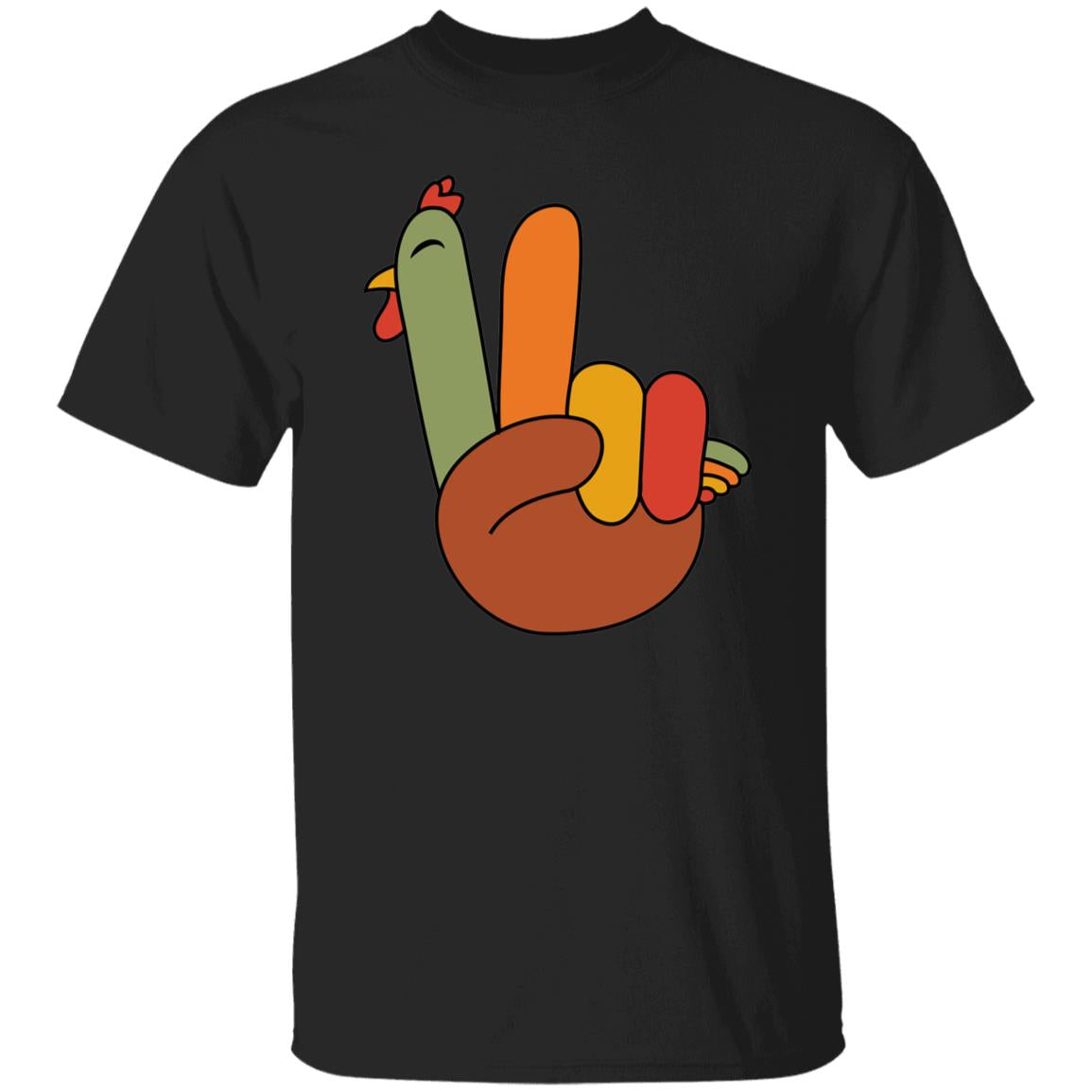 Peace Sign Turkey Hand Cool Thanksgiving Hippie Men Women T-Shirt