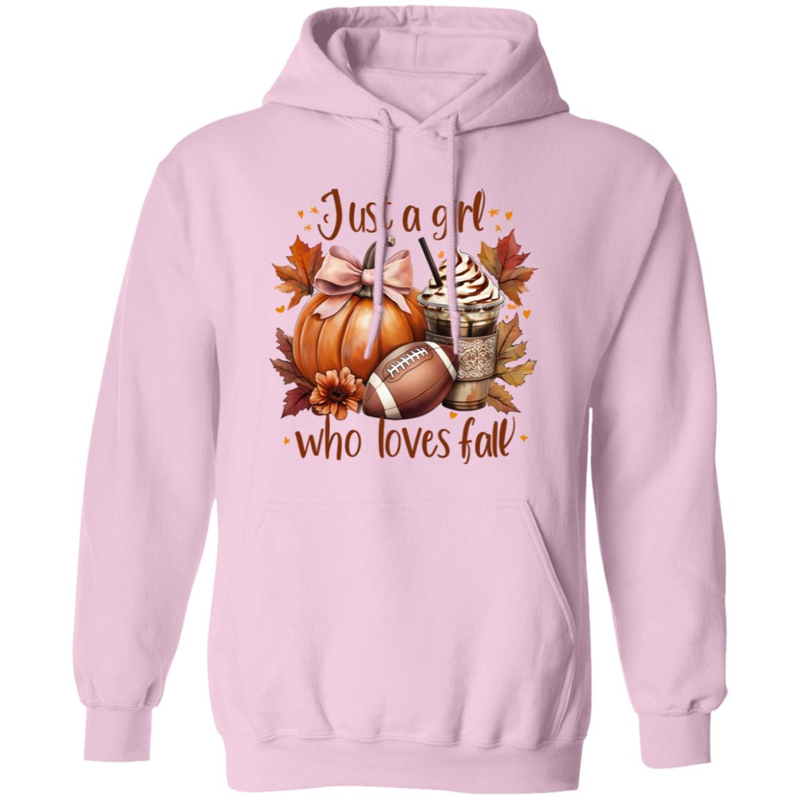 Just A Girl Unisex Fall Pumpkin Hoodie Latte Coffee Graphic Fall Pullover Hoodie