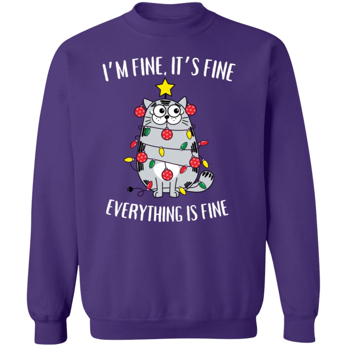 I'm Fine, It's Fine Grey Cat Sweatshirt