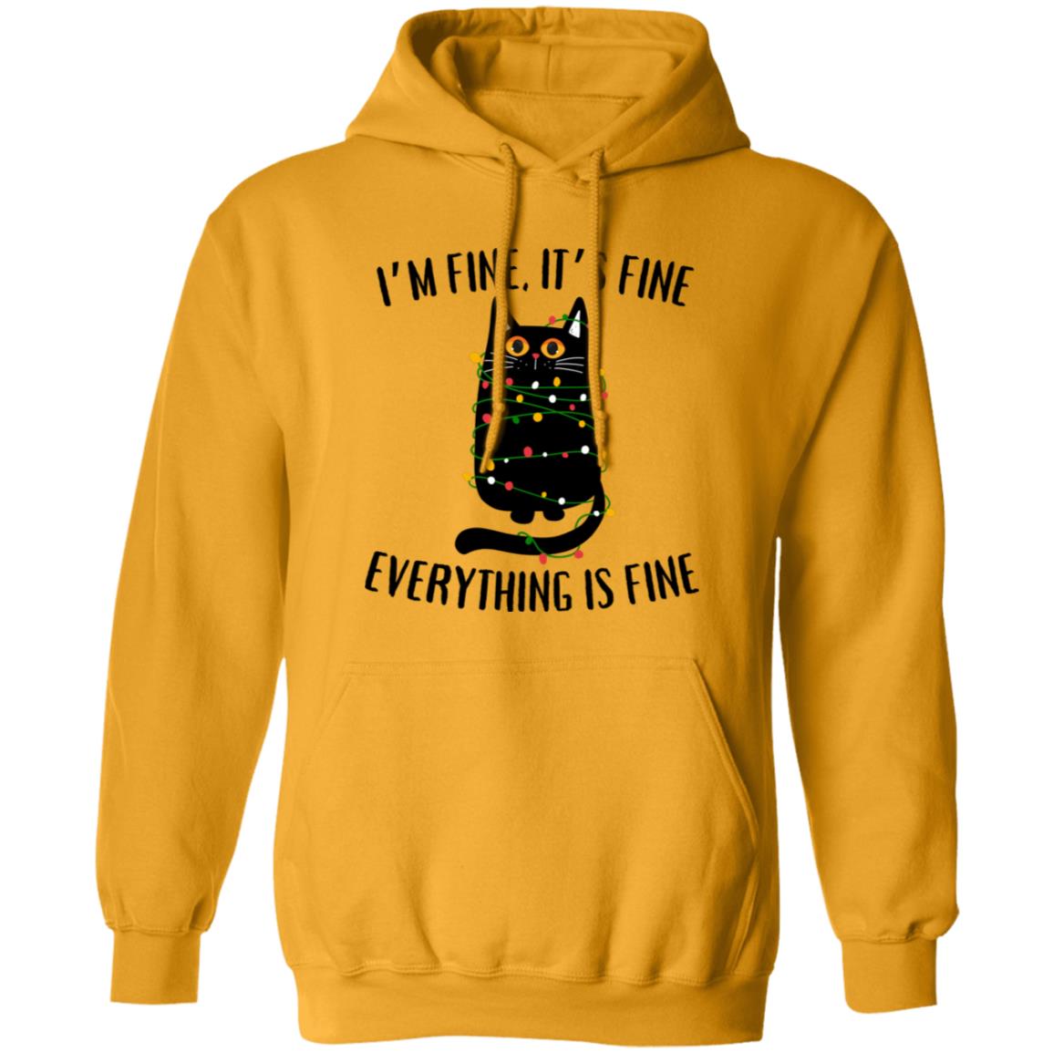 I'm Fine, It's Fine Black Cat Soft Unisex Hoodie