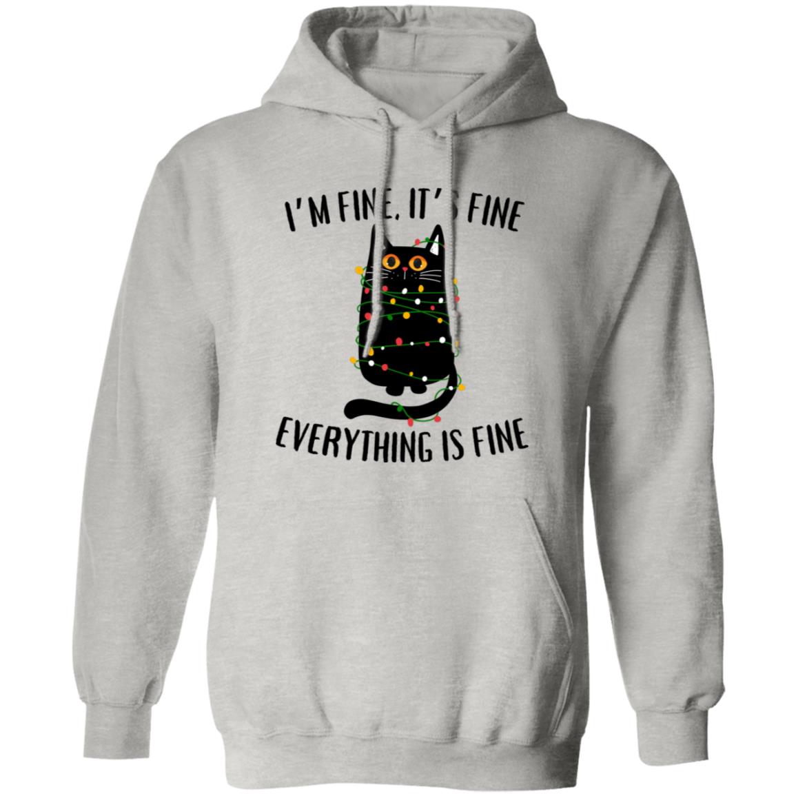 I'm Fine, It's Fine Black Cat Soft Unisex Hoodie