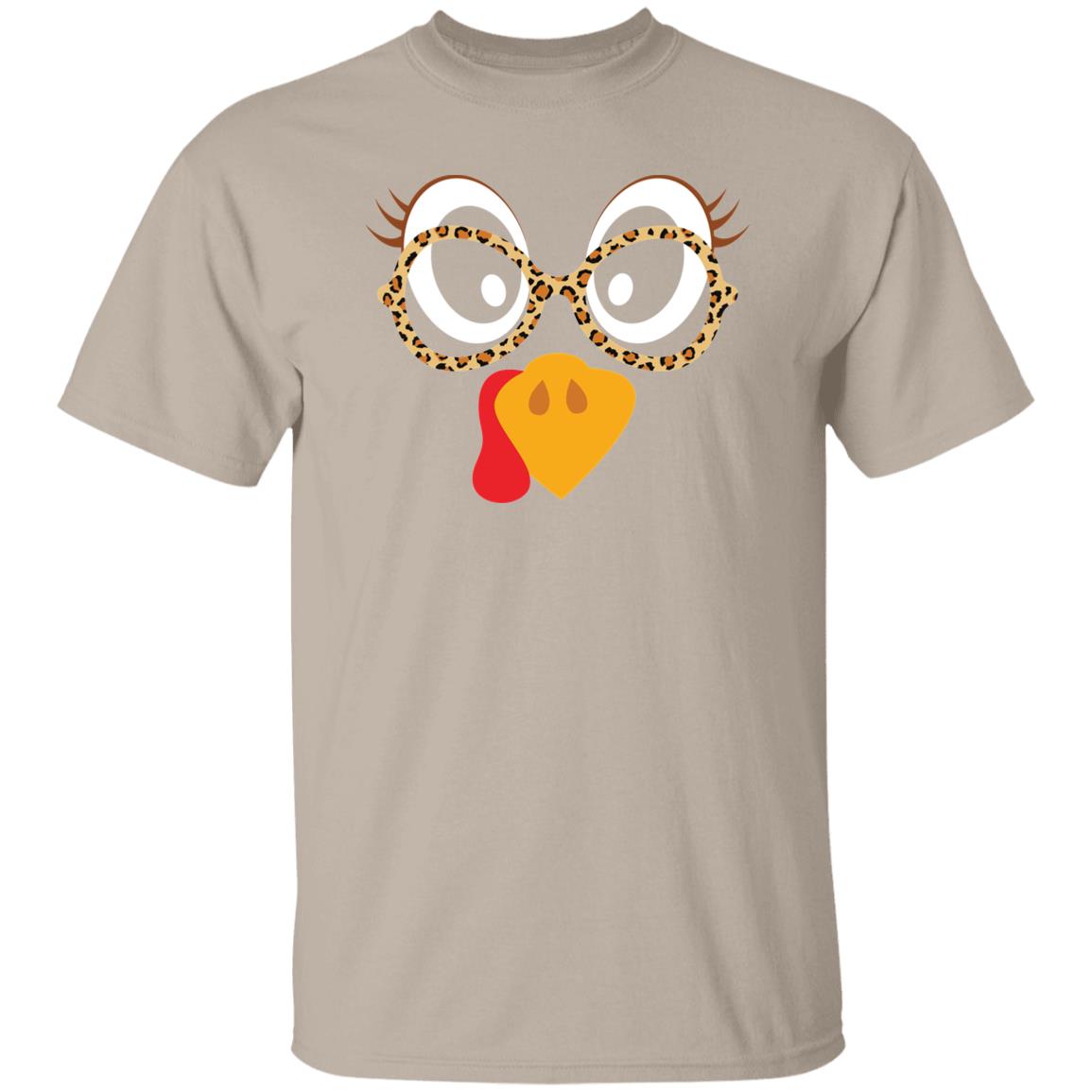 Thanksgiving Turkey Face Leopard Costume Funny Unsex T-Shirt