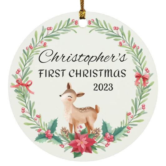 Personalize First Christmas Circle Ornament