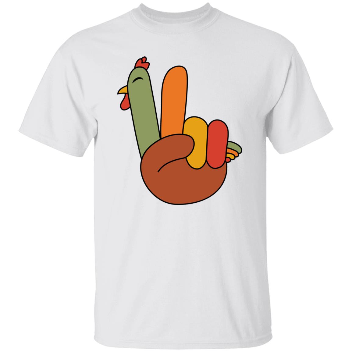 Peace Sign Turkey Hand Cool Thanksgiving Hippie Men Women T-Shirt