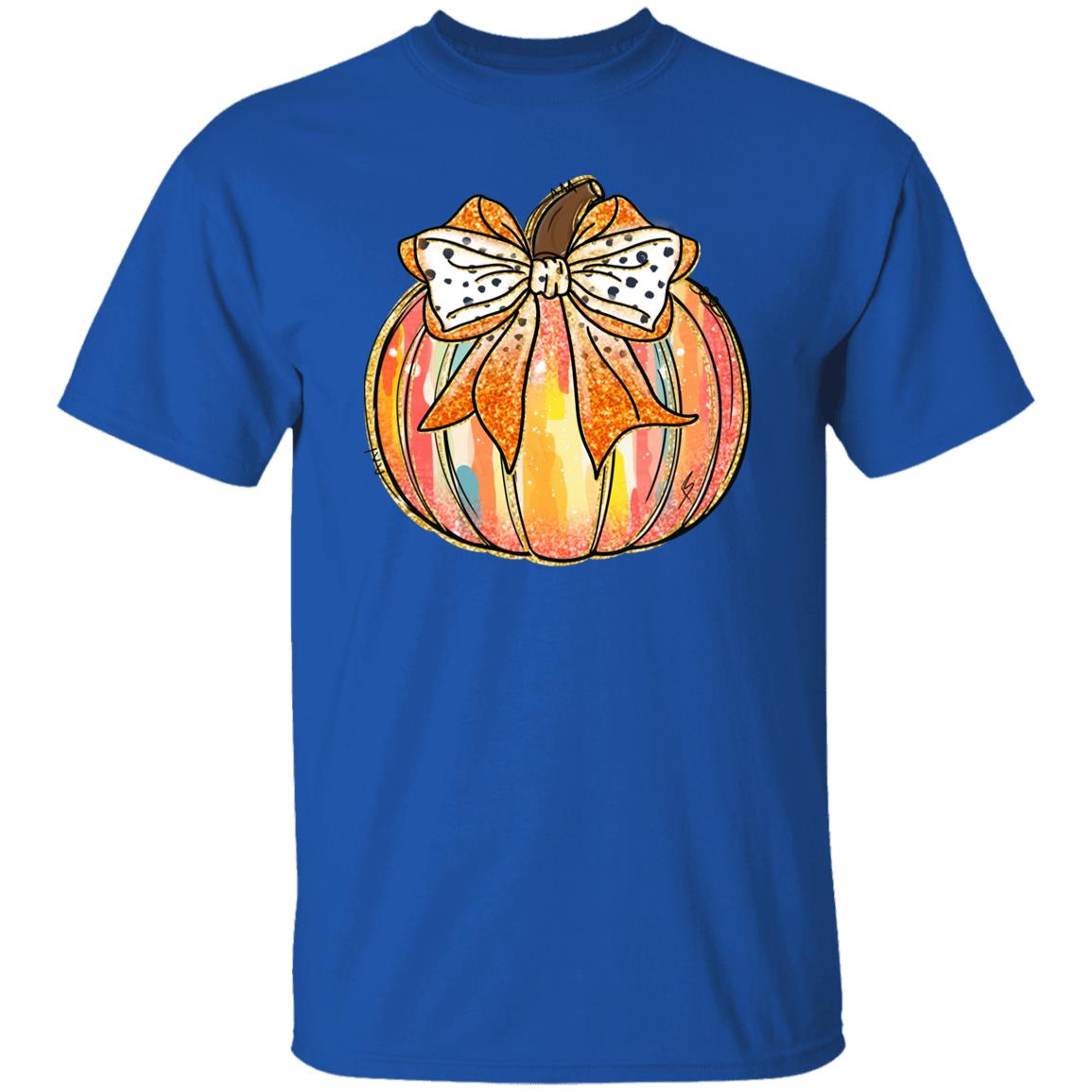 Fall Bow Pumpkin Unisex Shirt Halloween Pumpkin Graphic Tees Thanksgiving Cute Autumn Thankful T-Shirt