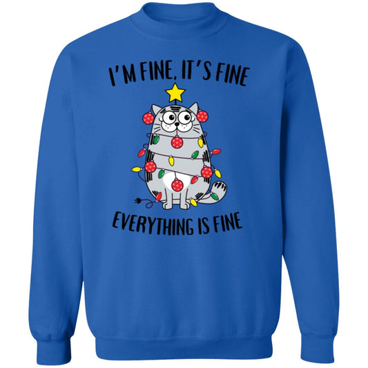 I'm Fine, It's Fine Grey Cat Sweatshirt