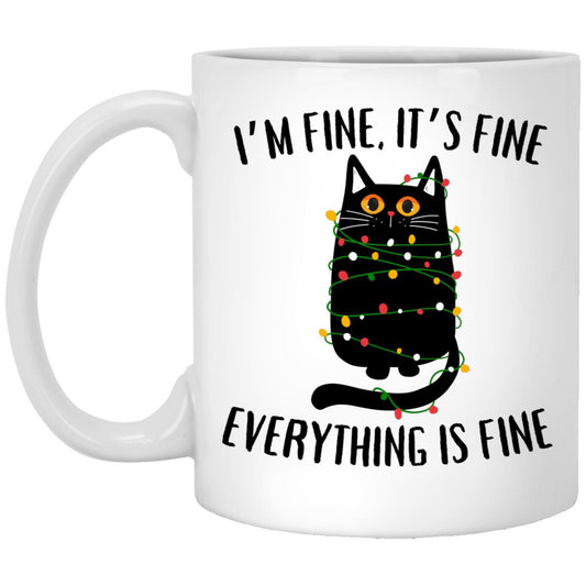 I'm Fine, It's Fine Black Cat Mugs