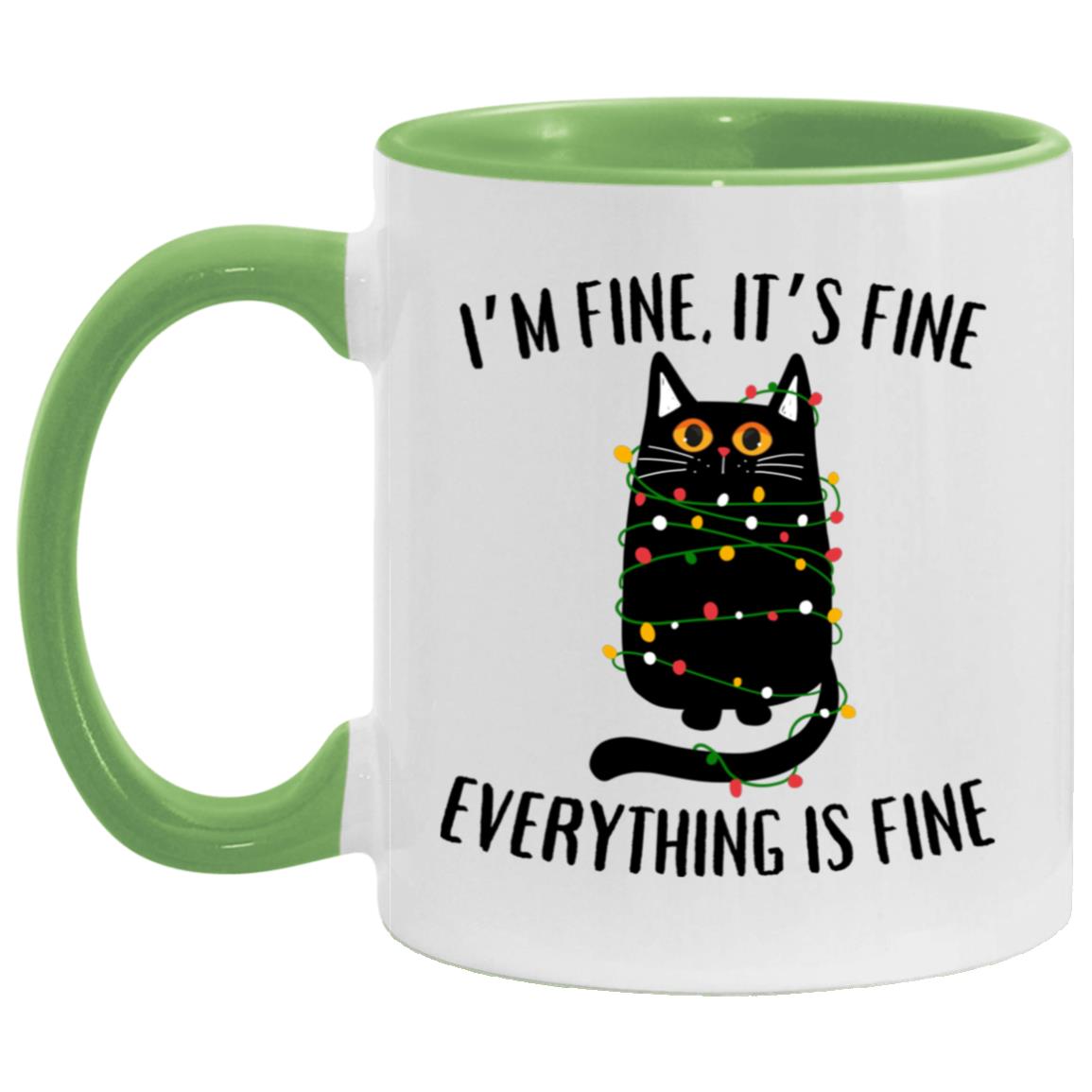 I'm Fine, It's Fine Black Cat Mugs