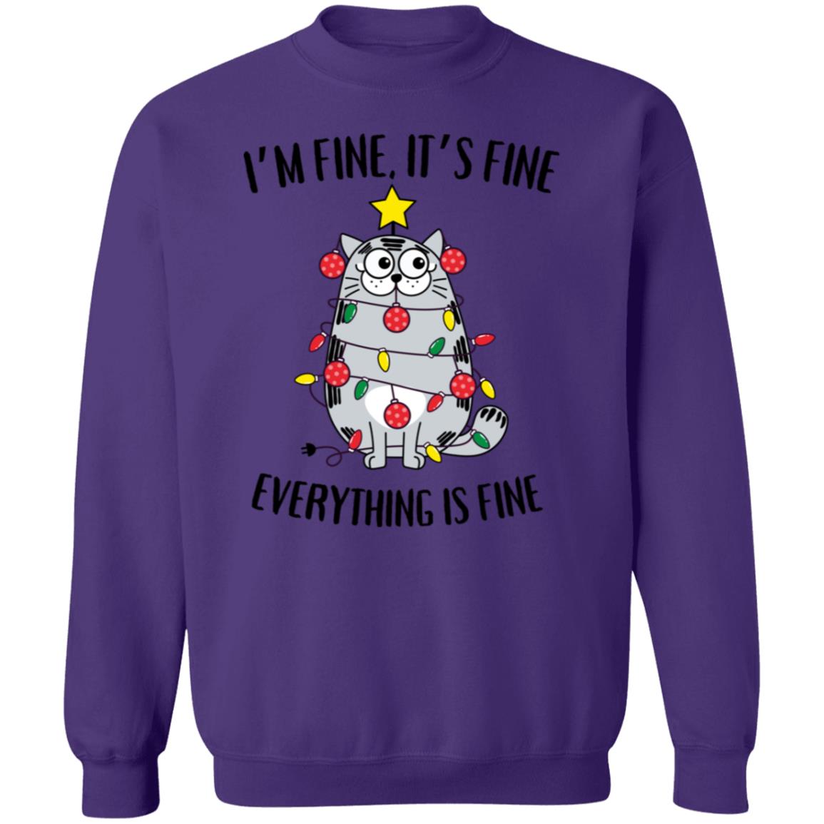 I'm Fine, It's Fine Grey Cat Sweatshirt