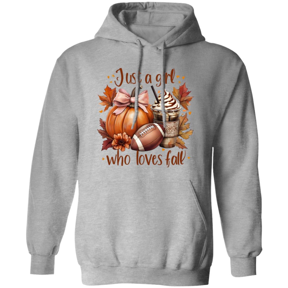 Just A Girl Unisex Fall Pumpkin Hoodie Latte Coffee Graphic Fall Pullover Hoodie