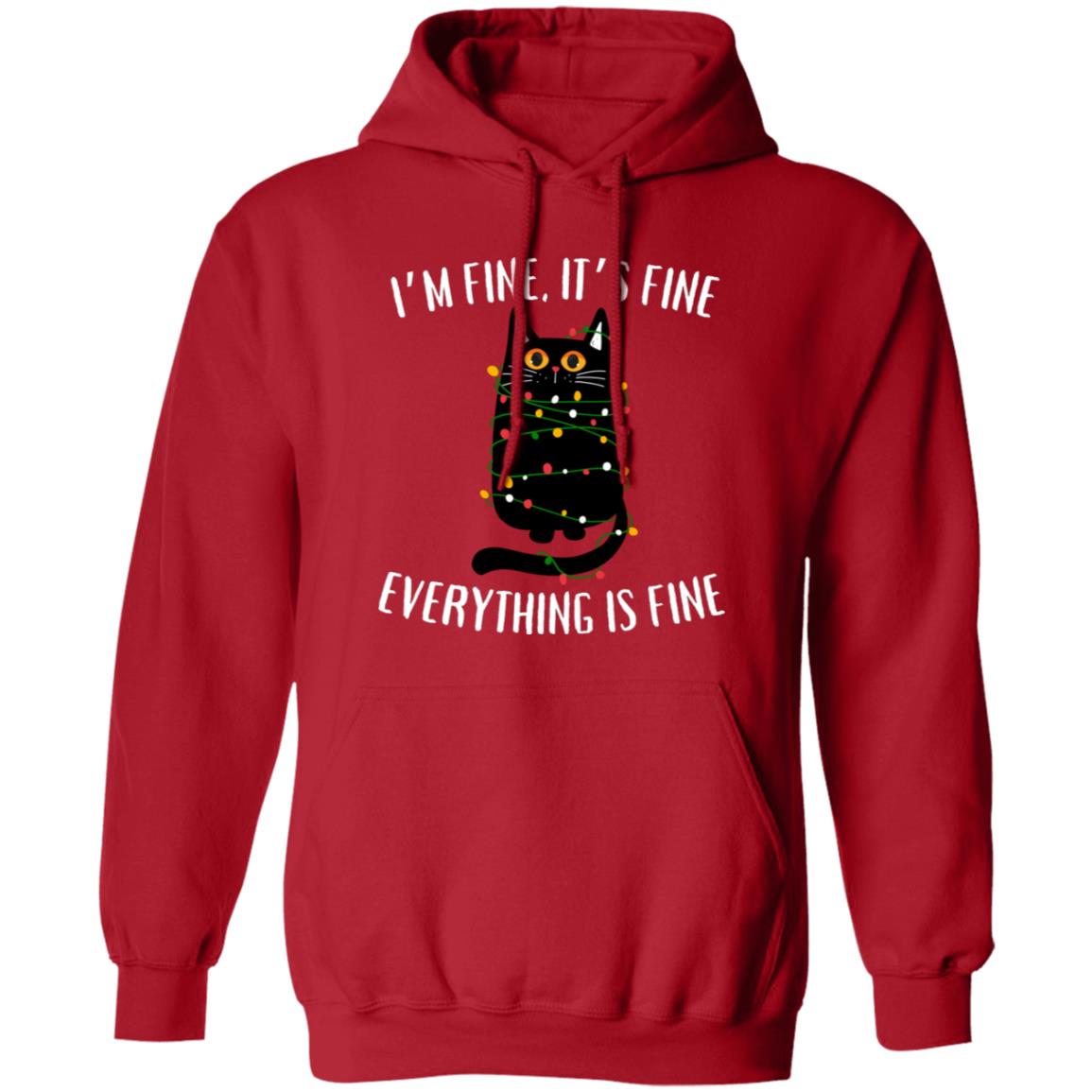 I'm Fine, It's Fine Black Cat Soft Unisex Hoodie