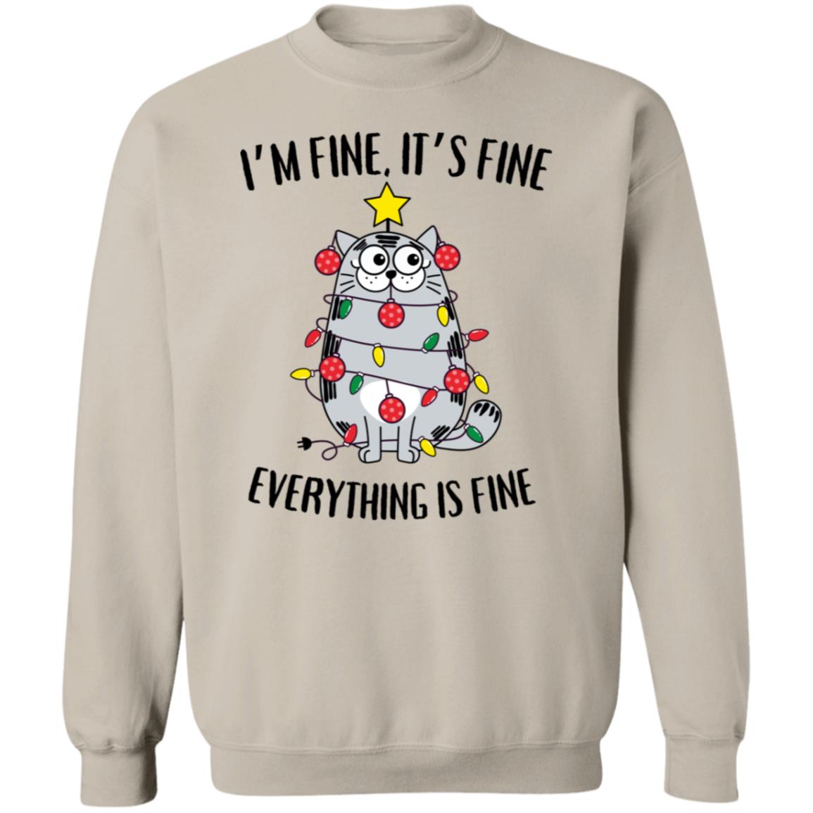 I'm Fine, It's Fine Grey Cat Sweatshirt