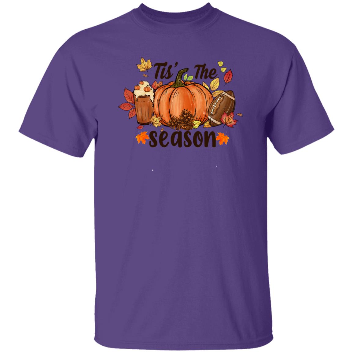 Fall Tis' The Season T Shirt Funny Halloween Thanksgiving Graphic Tee Casual Family Halloween Costume Tops