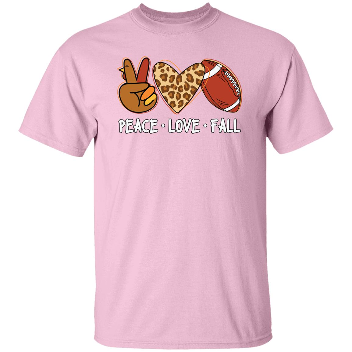 Peace Love Fall Men Women Autumn Football Fall T-Shirt Leopard Love T-Shirt