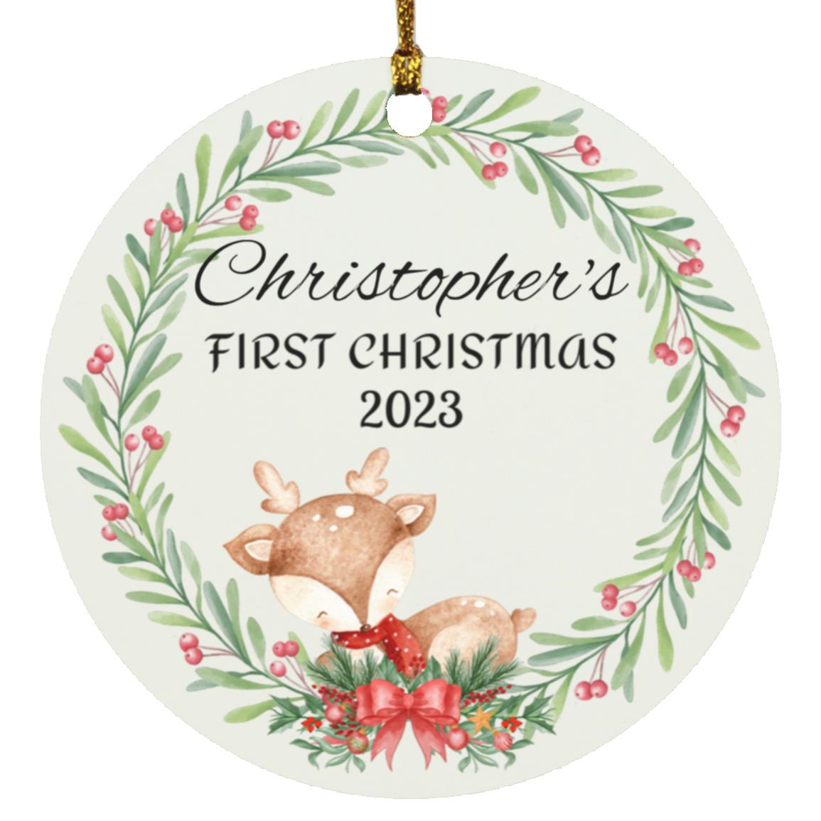 Personalize First Christmas Circle Ornament