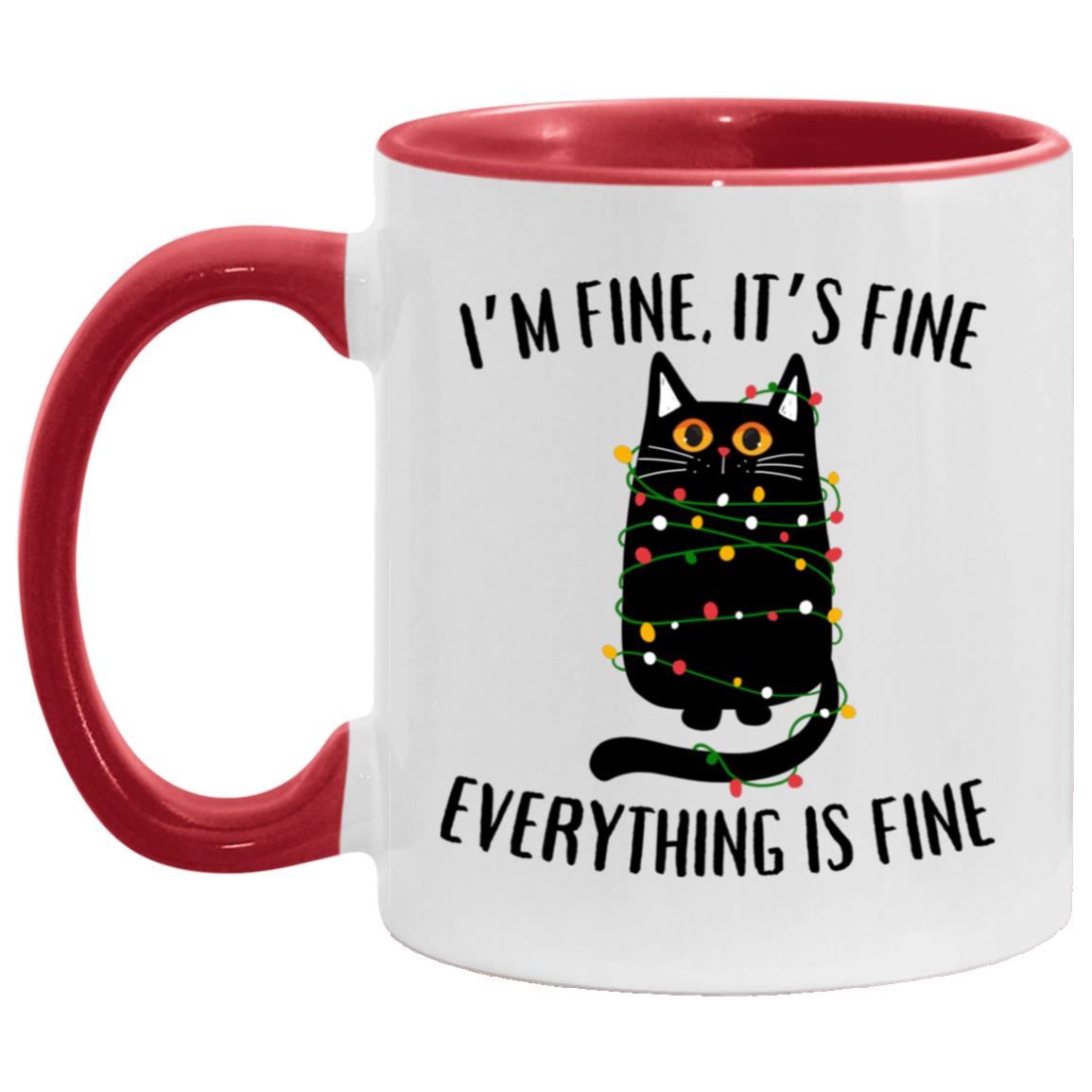 I'm Fine, It's Fine Black Cat Mugs