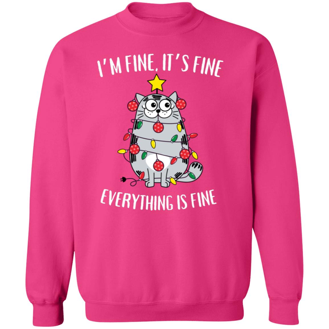 I'm Fine, It's Fine Grey Cat Sweatshirt