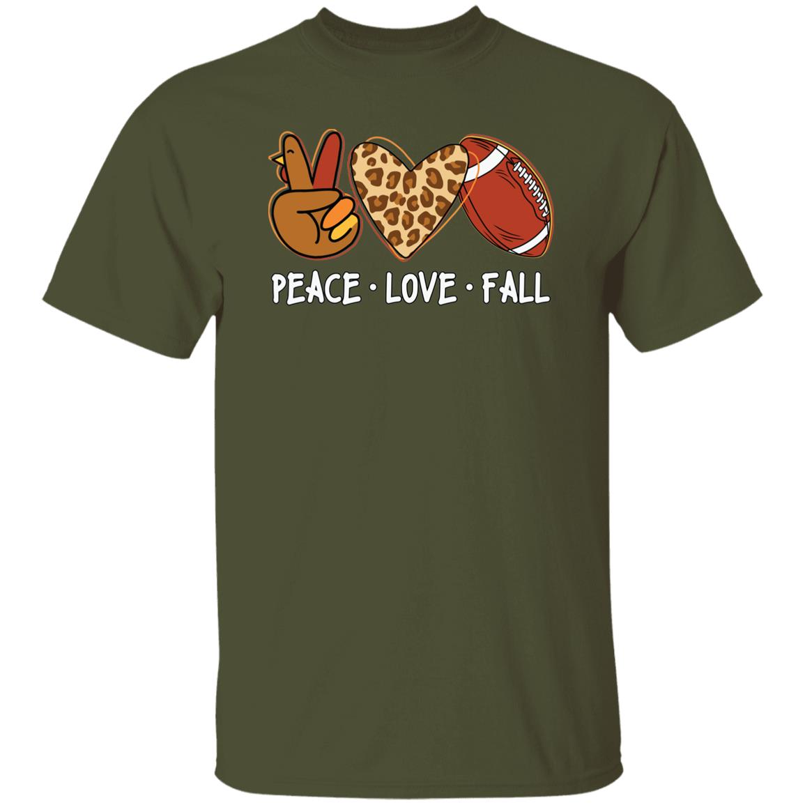 Peace Love Fall Men Women Autumn Football Fall T-Shirt Leopard Love T-Shirt