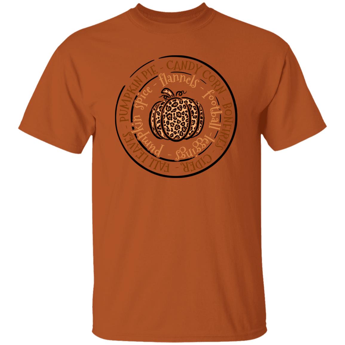 Fall Leopard Print Pumpkin Unisex Shirt Casual Autumn Thanksgiving Graphic T-Shirt