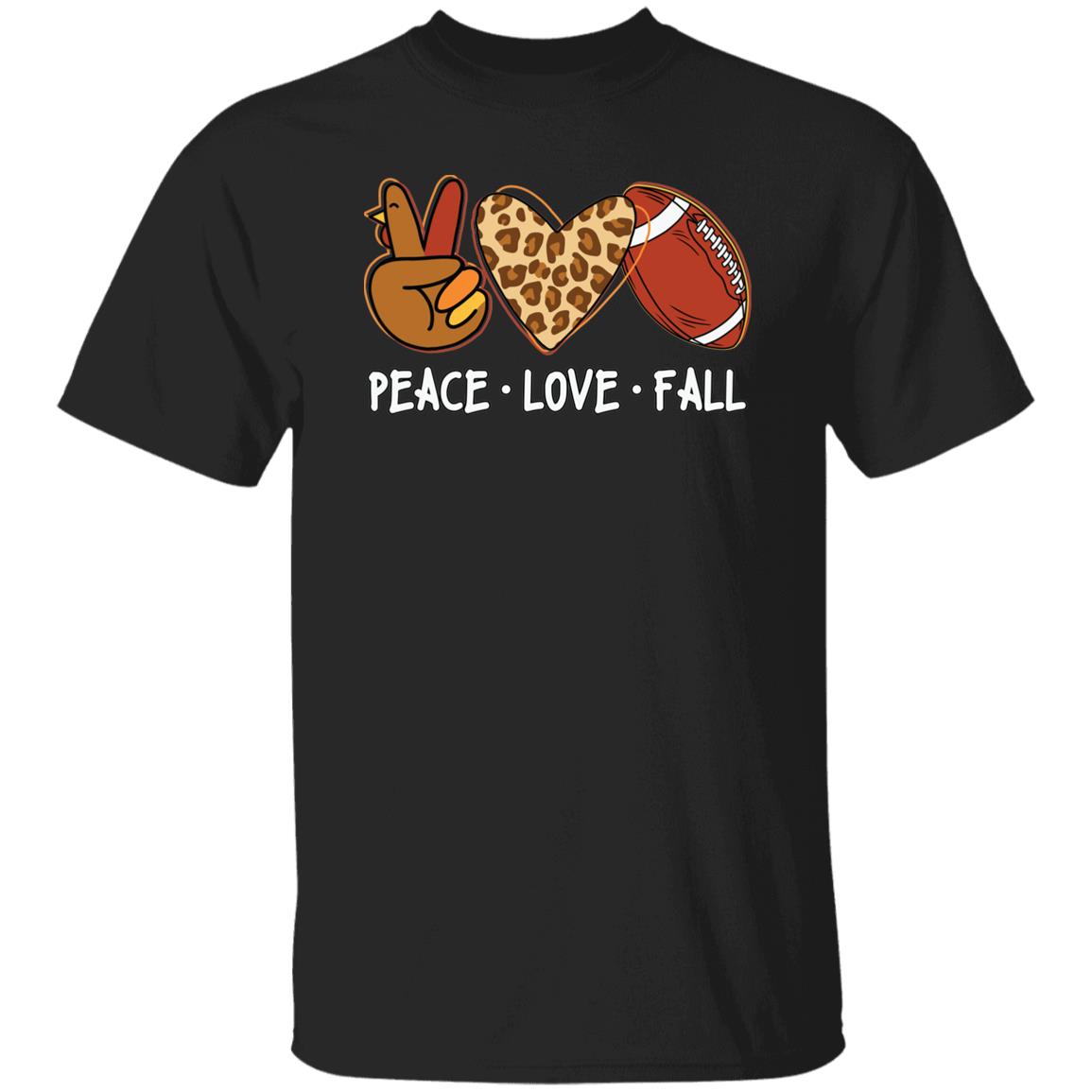 Peace Love Fall Men Women Autumn Football Fall T-Shirt Leopard Love T-Shirt