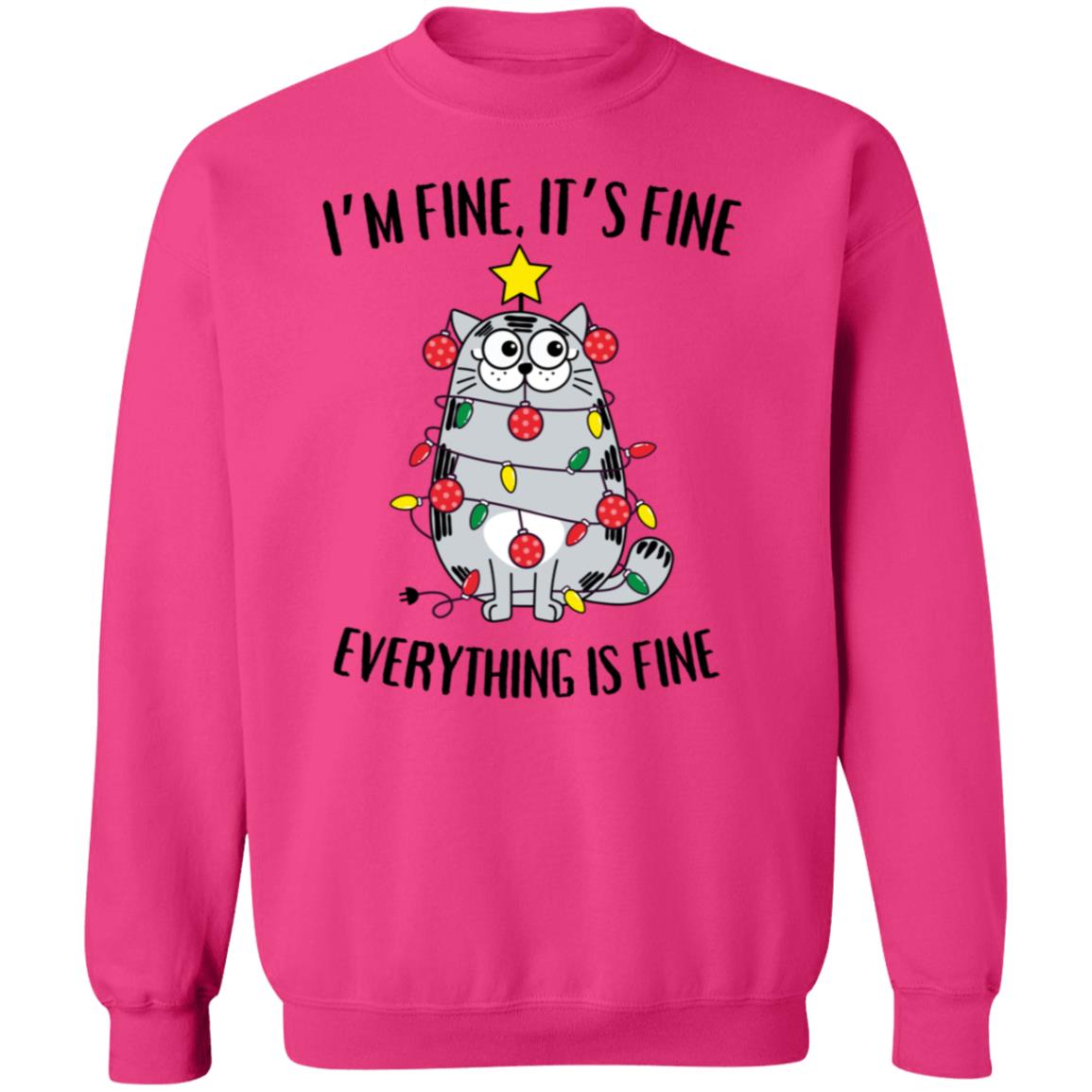 I'm Fine, It's Fine Grey Cat Sweatshirt