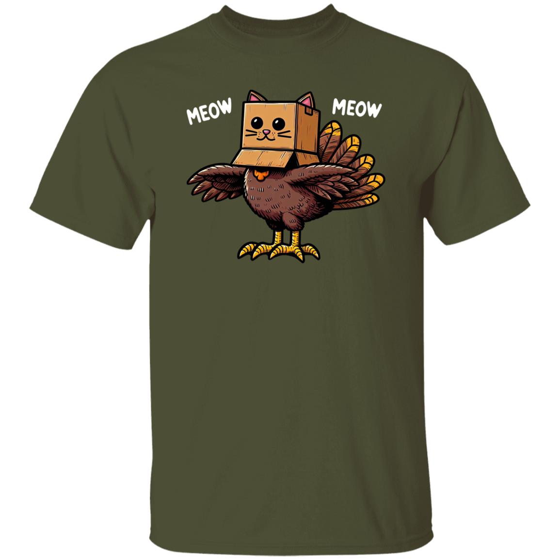 Thanksgiving Turkey Cat Meow Funny Men Women Thanksgiving T-Shirt