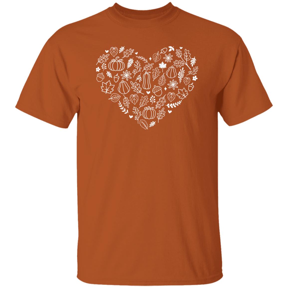 Fall Heart T-Shirt Unisex Family Halloween Thanksgiving Tops Cute Autumn Thankful Pumpkin Graphic T-Shirt