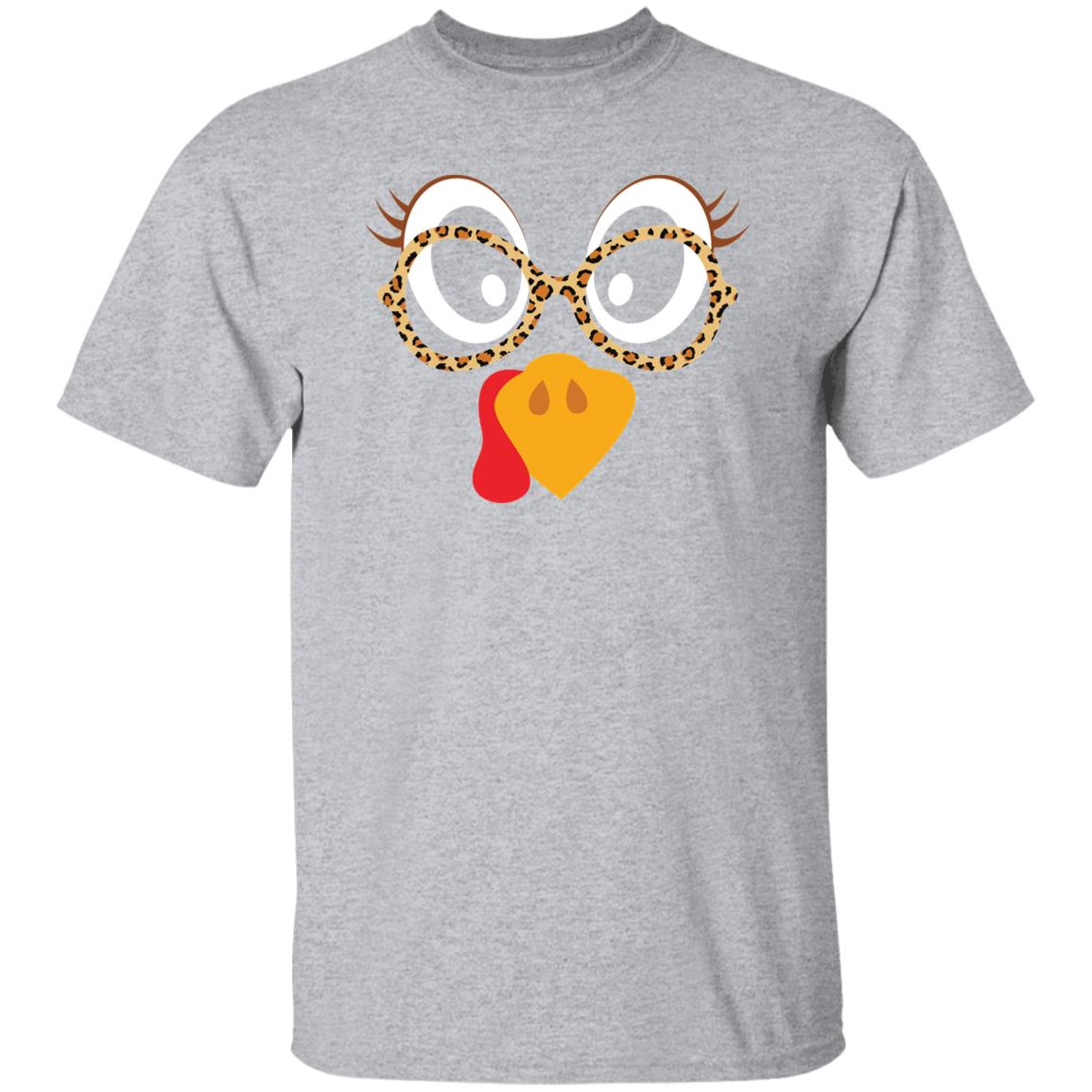 Thanksgiving Turkey Face Leopard Costume Funny Unsex T-Shirt