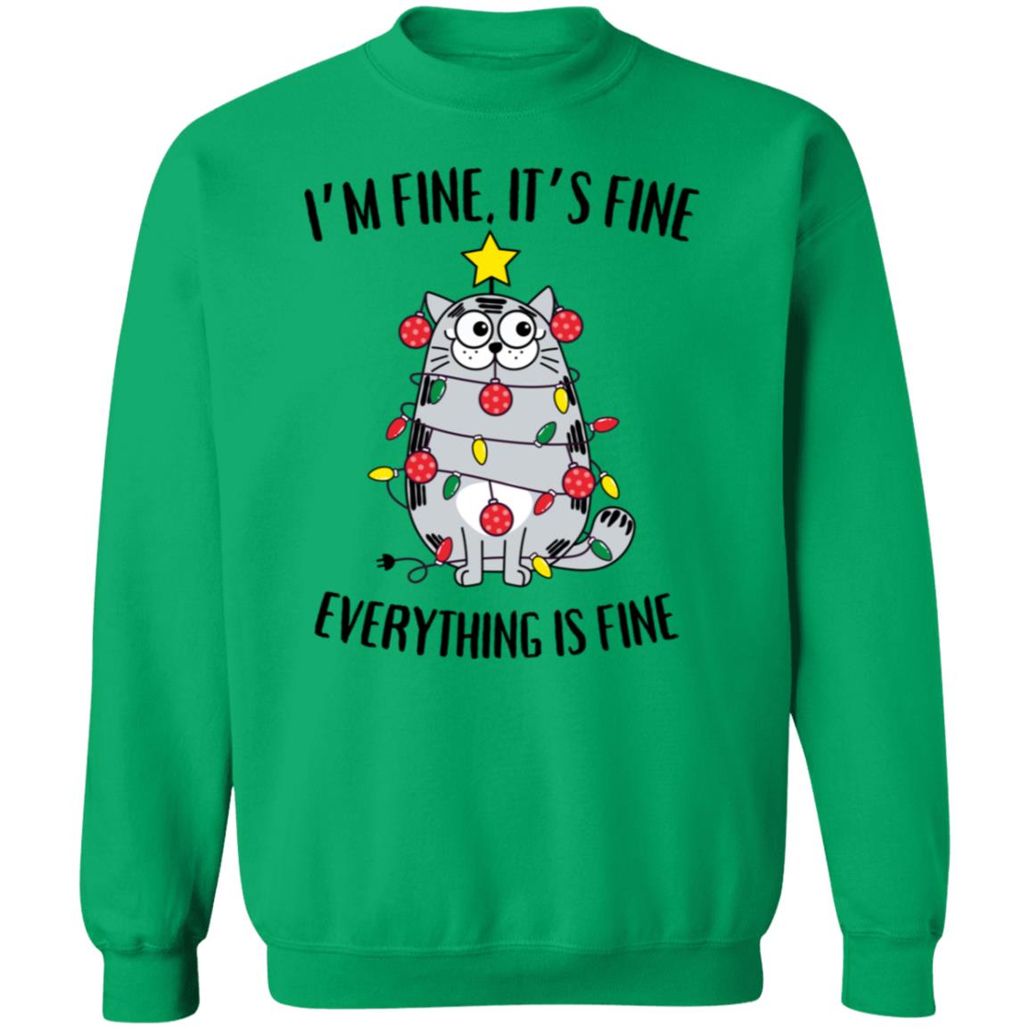 I'm Fine, It's Fine Grey Cat Sweatshirt