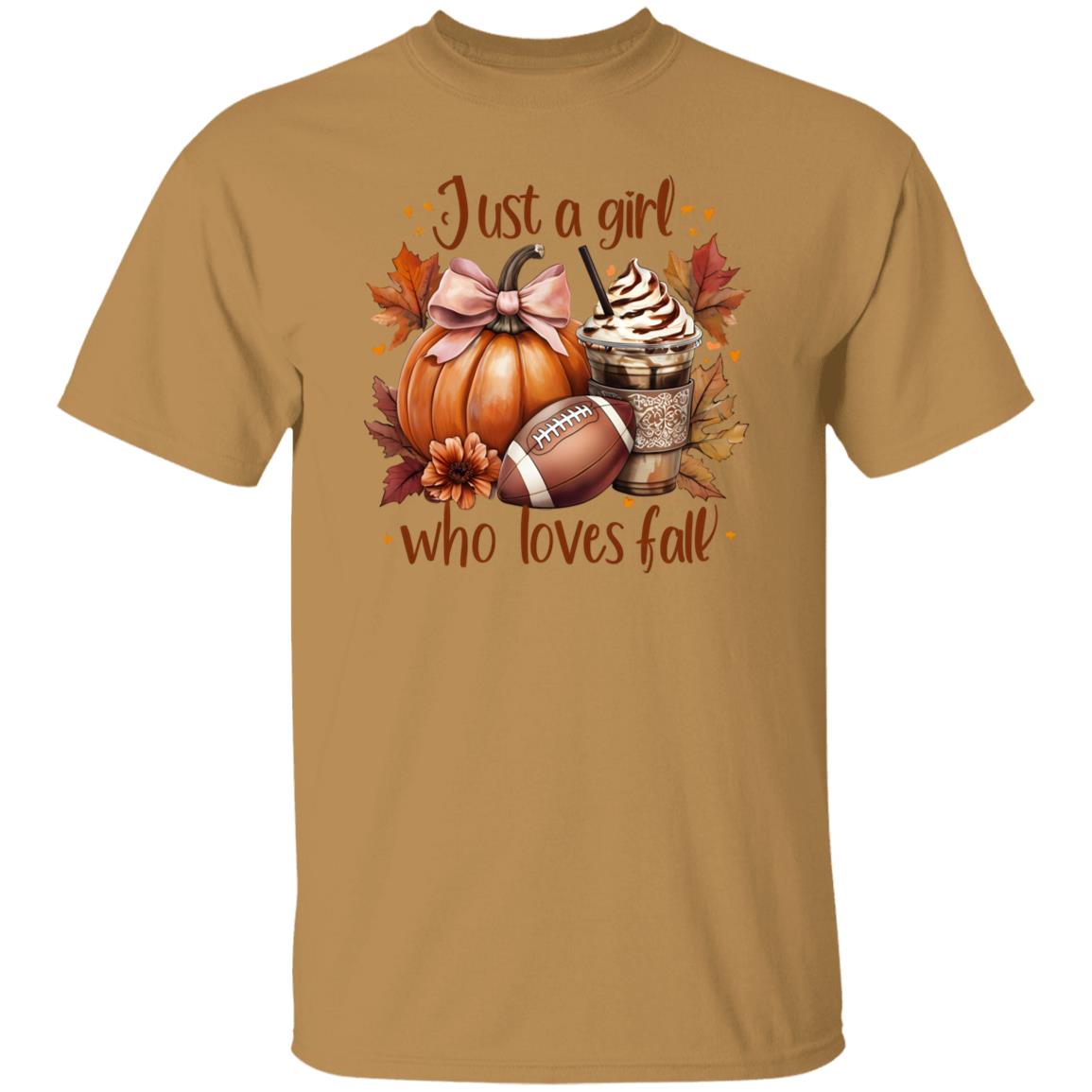 Just A Girl Unisex T-Shirt Fall Pumpkin T-shirt Latte Coffee Graphic Tees Fall T-Shirt