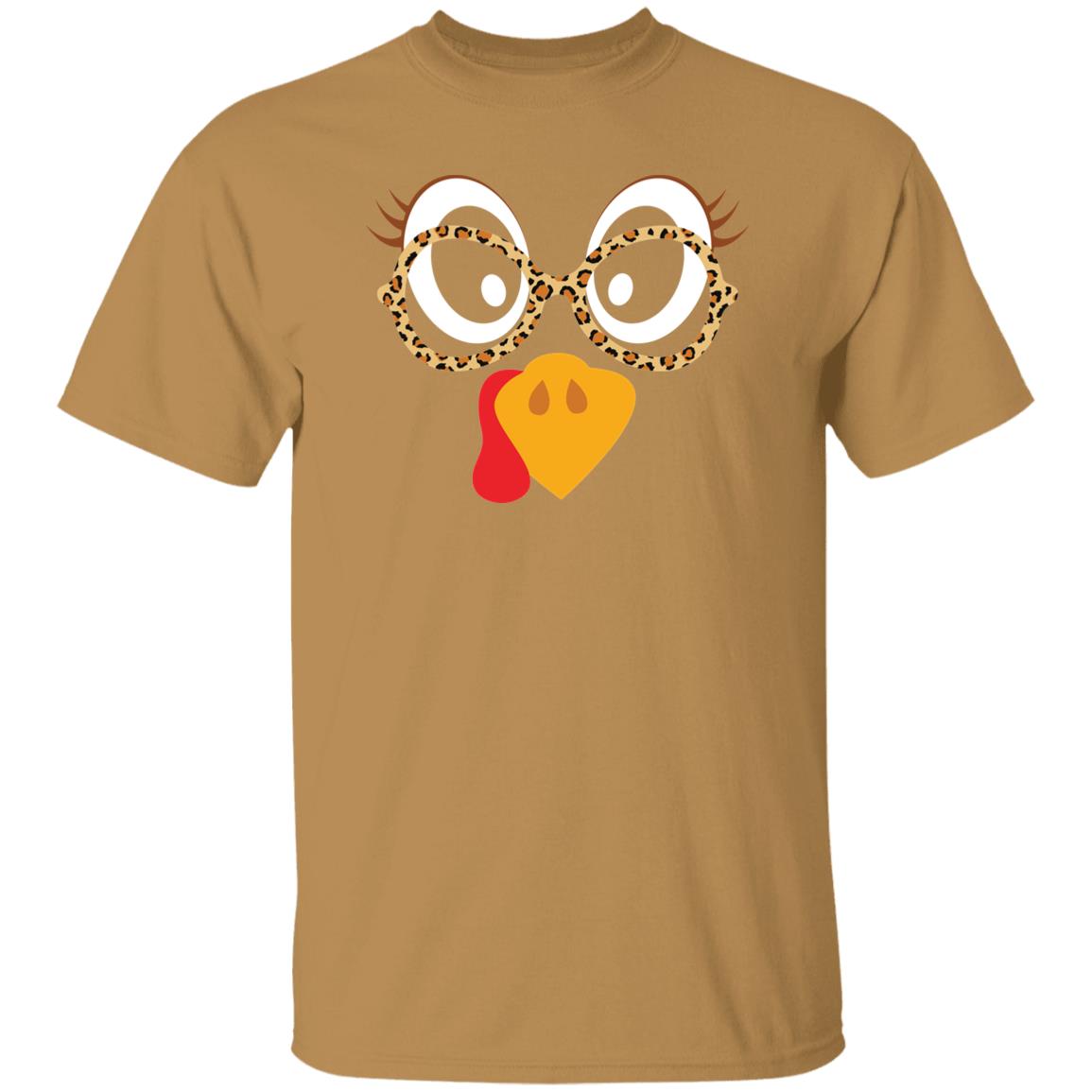 Thanksgiving Turkey Face Leopard Costume Funny Unsex T-Shirt