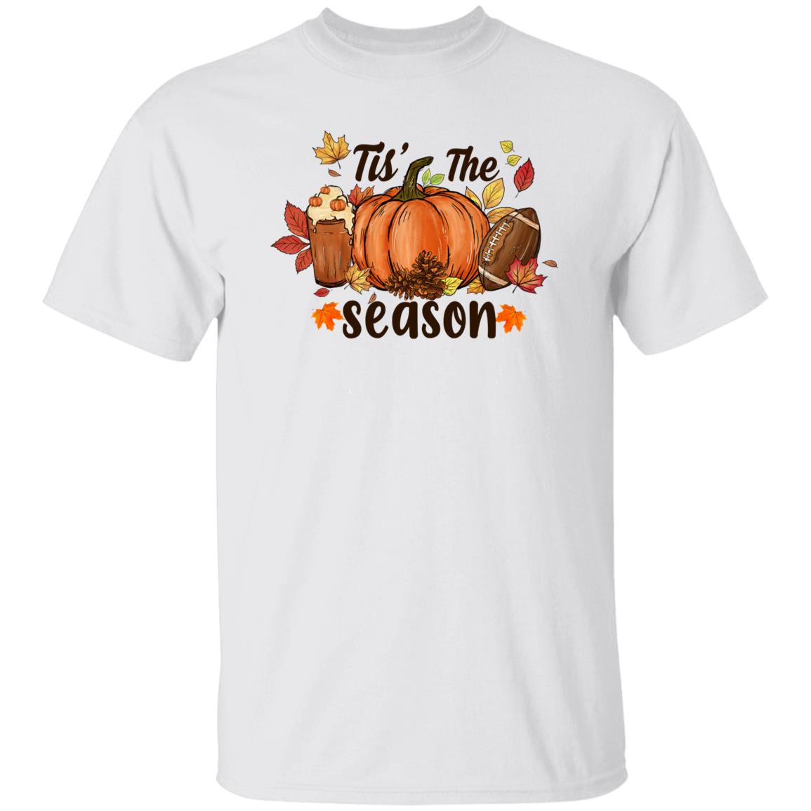 Fall Tis' The Season T Shirt Funny Halloween Thanksgiving Graphic Tee Casual Family Halloween Costume Tops