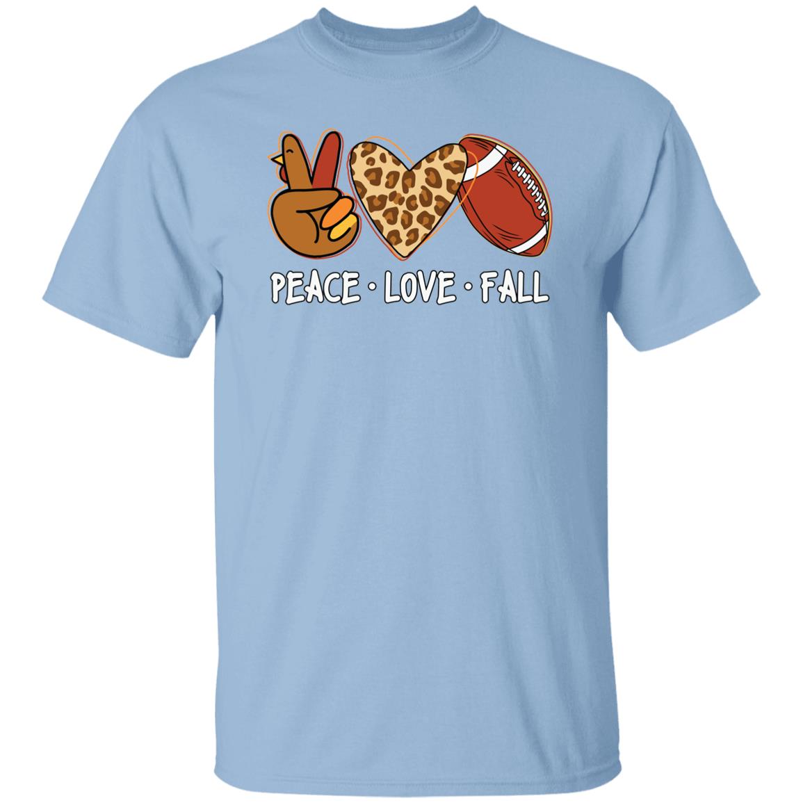 Peace Love Fall Men Women Autumn Football Fall T-Shirt Leopard Love T-Shirt