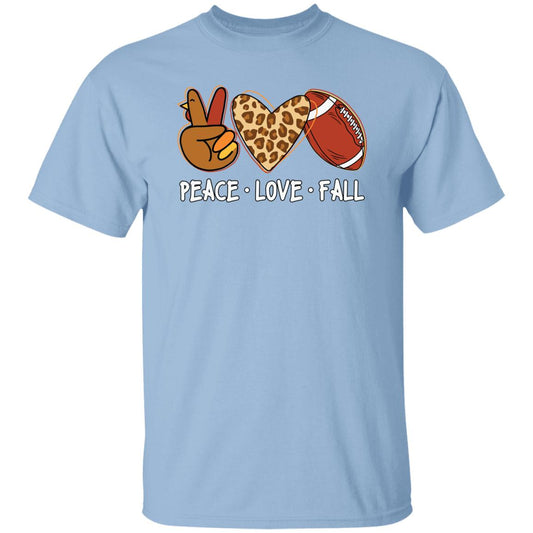 Peace Love Fall Men Women Autumn Football Fall T-Shirt Leopard Love T-Shirt