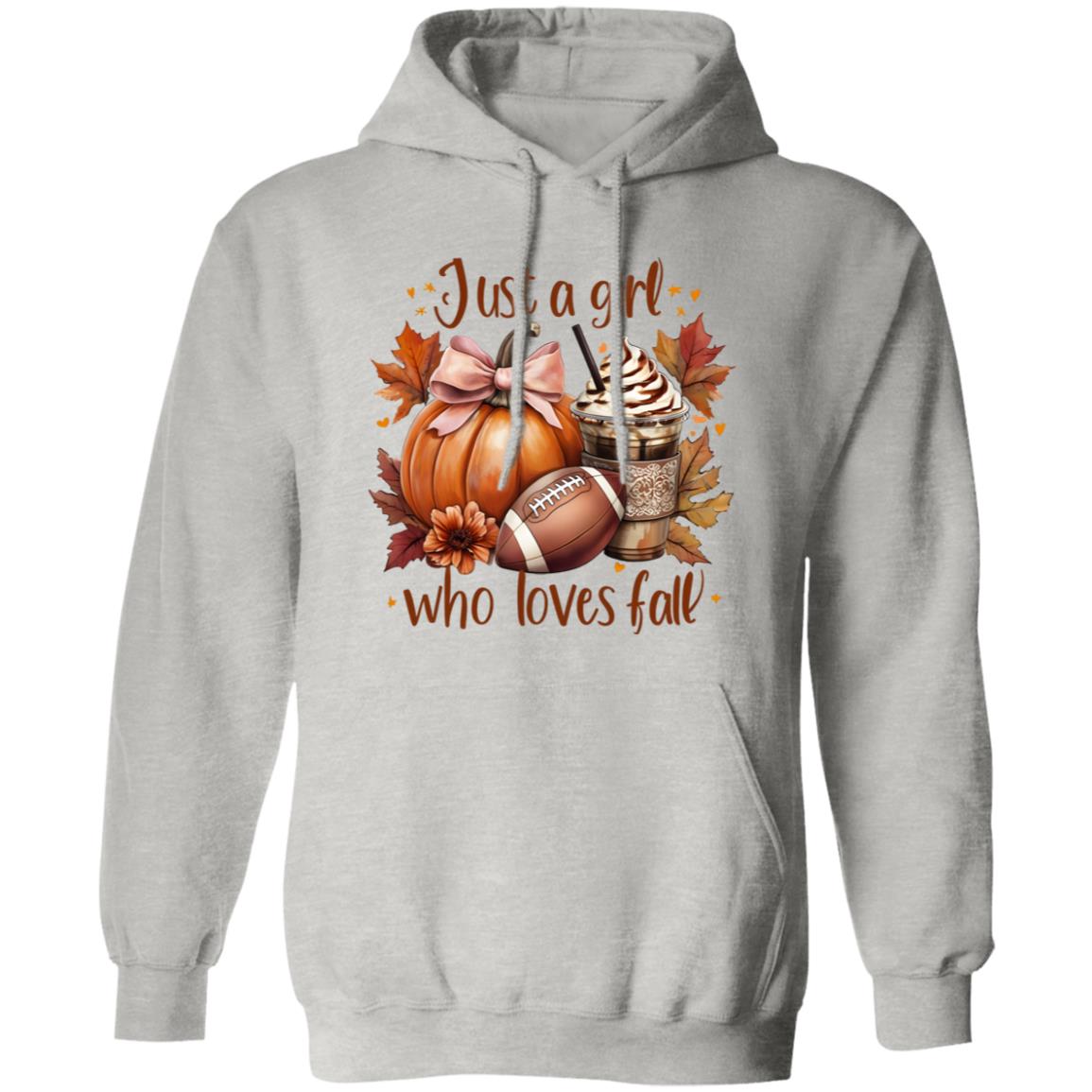 Just A Girl Unisex Fall Pumpkin Hoodie Latte Coffee Graphic Fall Pullover Hoodie