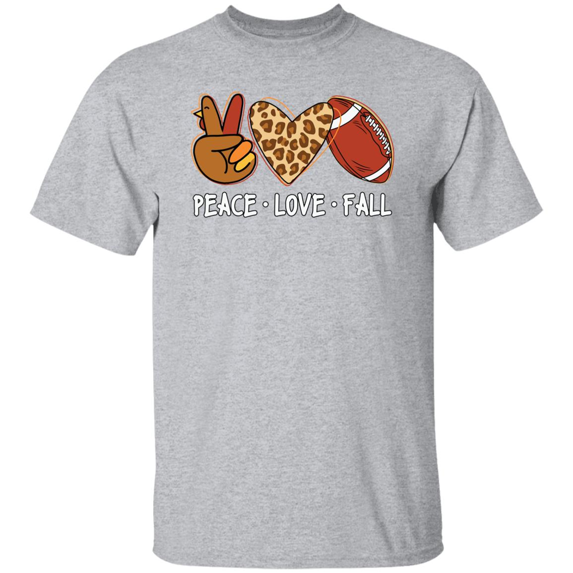 Peace Love Fall Men Women Autumn Football Fall T-Shirt Leopard Love T-Shirt