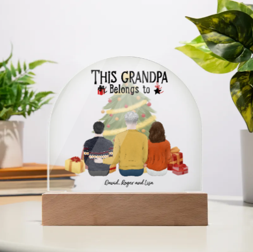 This Grandma/Grandpa Belongs to - Acrylic Dome Plaque