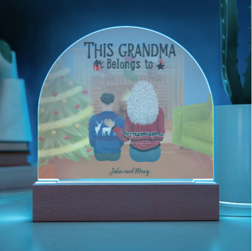 This Grandma/Grandpa Belongs to - Acrylic Dome Plaque