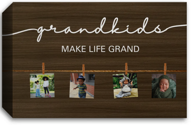 Grandkids Make Life Grand Canvas Wall Art, Custom Photo Canvas, Photo Canvas