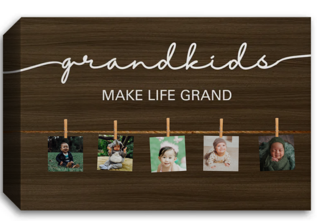 Grandkids Make Life Grand Canvas Wall Art, Custom Photo Canvas, Photo Canvas