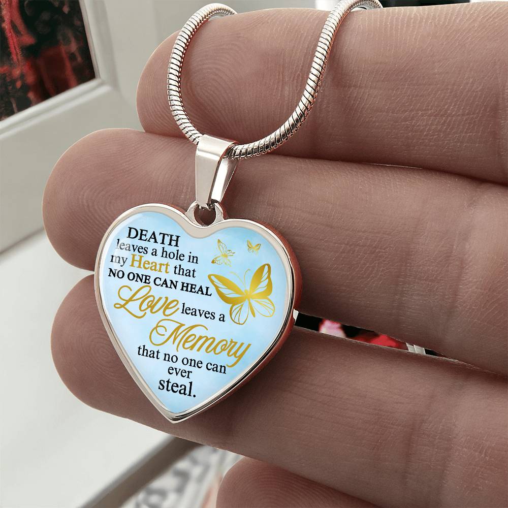 Love Leaves a Memory Memorial Necklace, Memorial Heart Pendant, Personalized Memorial Gift